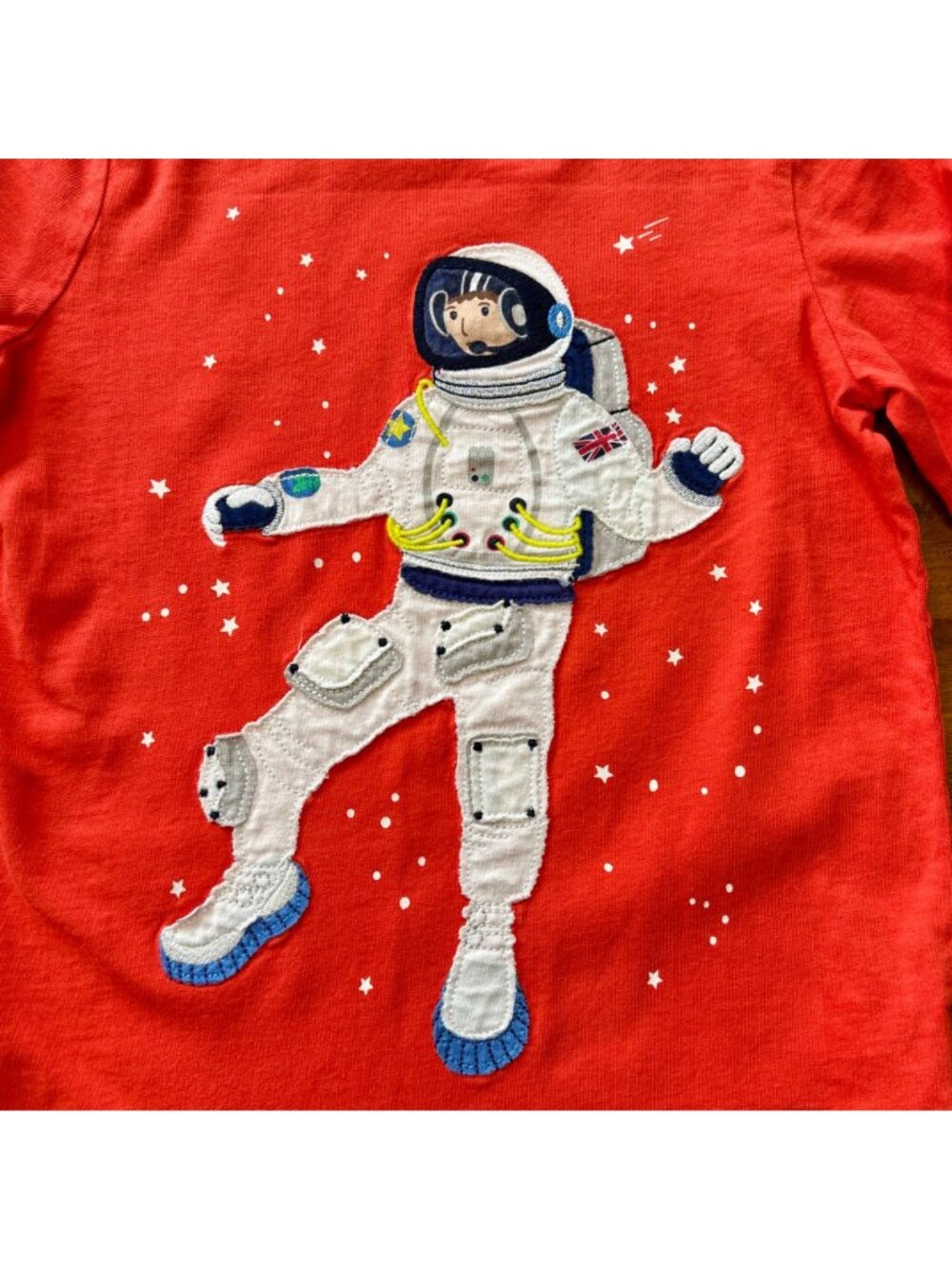 MINI BODEN Astronaut Applique T-Shirt Boys 6-7 122cm Space Cotton Tee Top Red - Picture 3 of 5
